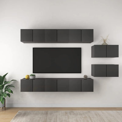 TV Cabinets 8 pcs Grey Engineered Wood