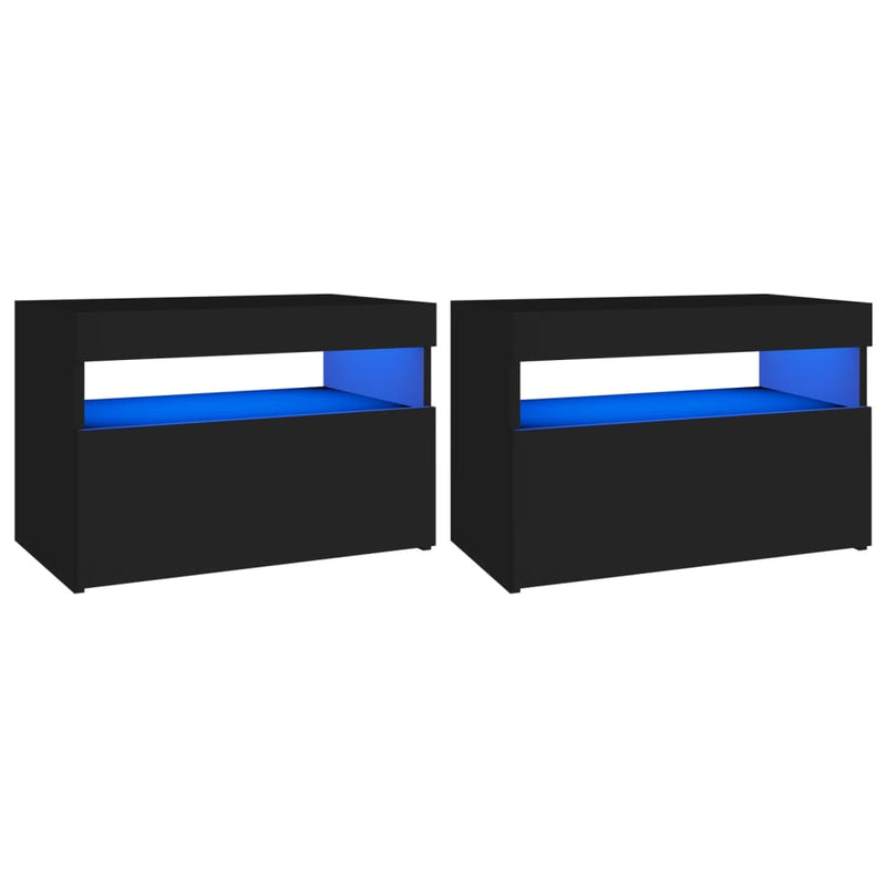 TV Cabinets with LED Lights 2 pcs Black 60x35x40 cm Payday Deals