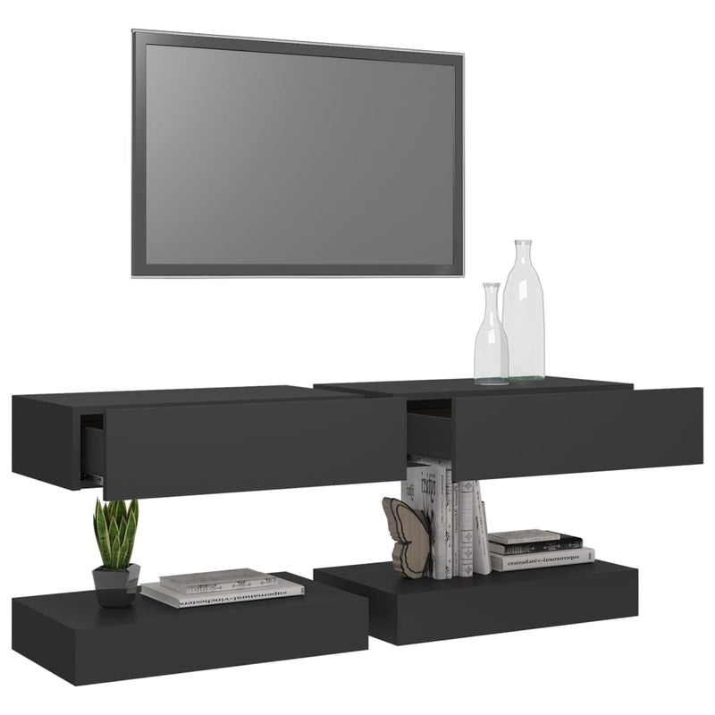 TV Cabinets with LED Lights 2 pcs Grey 60x35 cm Payday Deals