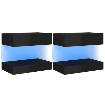 TV Cabinets with LED Lights 2 pcs High Gloss Black 60x35 cm Payday Deals