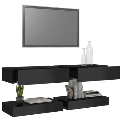 TV Cabinets with LED Lights 2 pcs High Gloss Black 60x35 cm Payday Deals