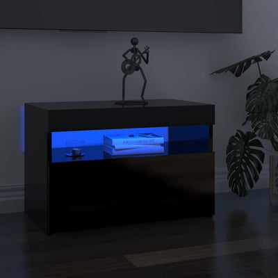 TV Cabinets with LED Lights 2 pcs High Gloss Black 60x35x40 cm