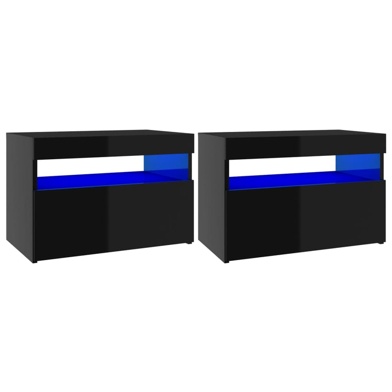 TV Cabinets with LED Lights 2 pcs High Gloss Black 60x35x40 cm Payday Deals