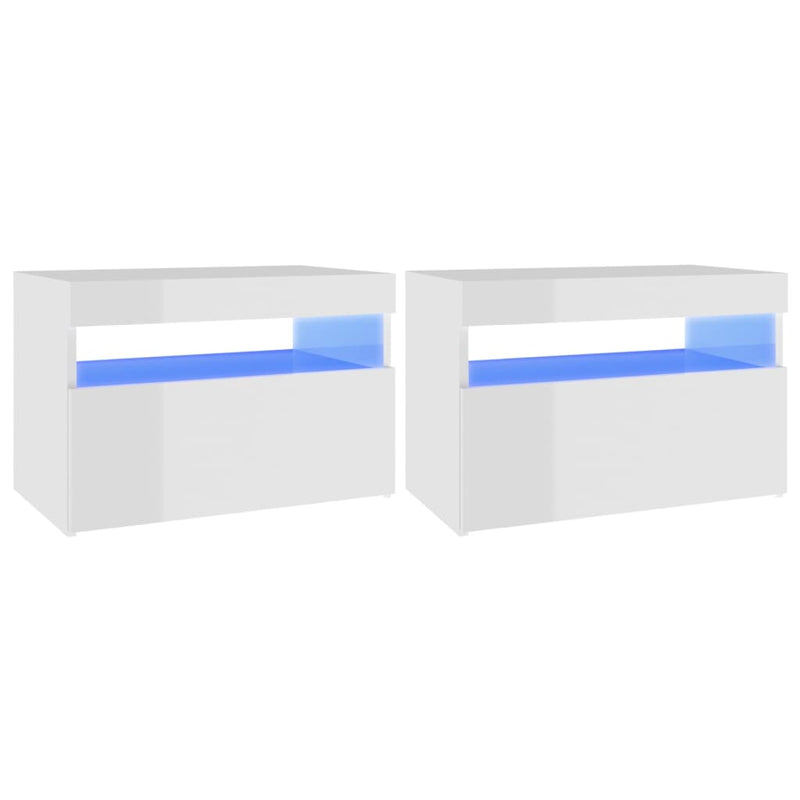 TV Cabinets with LED Lights 2 pcs High Gloss White 60x35x40 cm Payday Deals