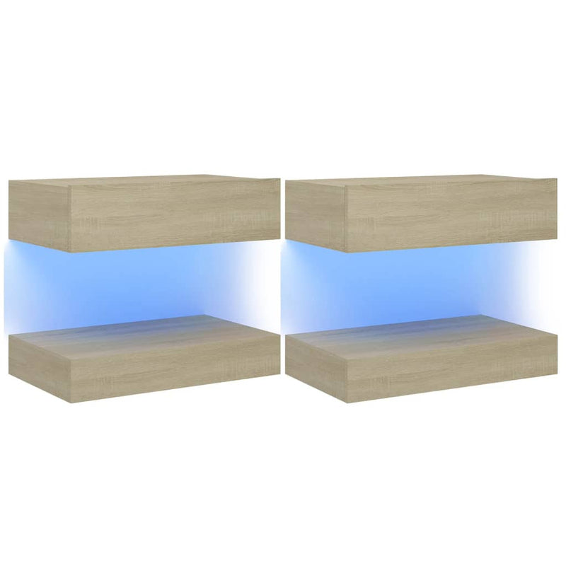 TV Cabinets with LED Lights 2 pcs Sonoma Oak 60x35 cm Payday Deals