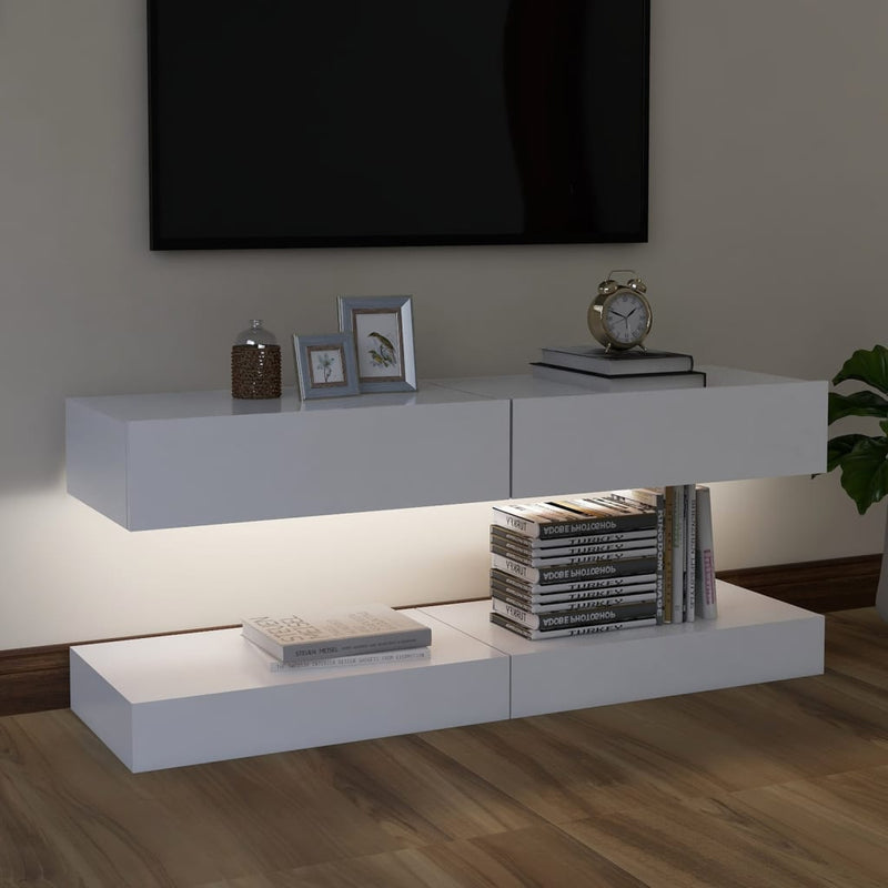 TV Cabinets with LED Lights 2 pcs White 60x35 cm Payday Deals