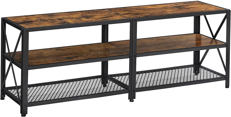 TV Stand for 60-Inch TV with Industrial Style Steel Frame, Rustic Brown and Black Payday Deals