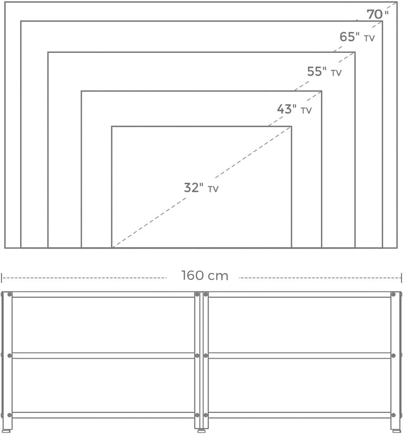 TV Stand for TV Steel Frame up to 178 cm with Shelves for Living Room and Bedroom Furniture Rustic Brown and Black Payday Deals