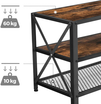 TV Stand for TV Steel Frame up to 178 cm with Shelves for Living Room and Bedroom Furniture Rustic Brown and Black Payday Deals