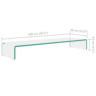 TV Stand/Monitor Riser Glass Clear 100x30x13 cm Payday Deals