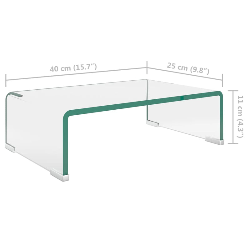 TV Stand/Monitor Riser Glass Clear 40x25x11 cm Payday Deals