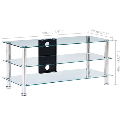 TV Stand Transparent 90x40x40 cm Tempered Glass Payday Deals