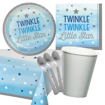 Twinkle Twinkle Little Star Boy Birthday- Baby Shower 8 Guest Deluxe Tableware Party Pack