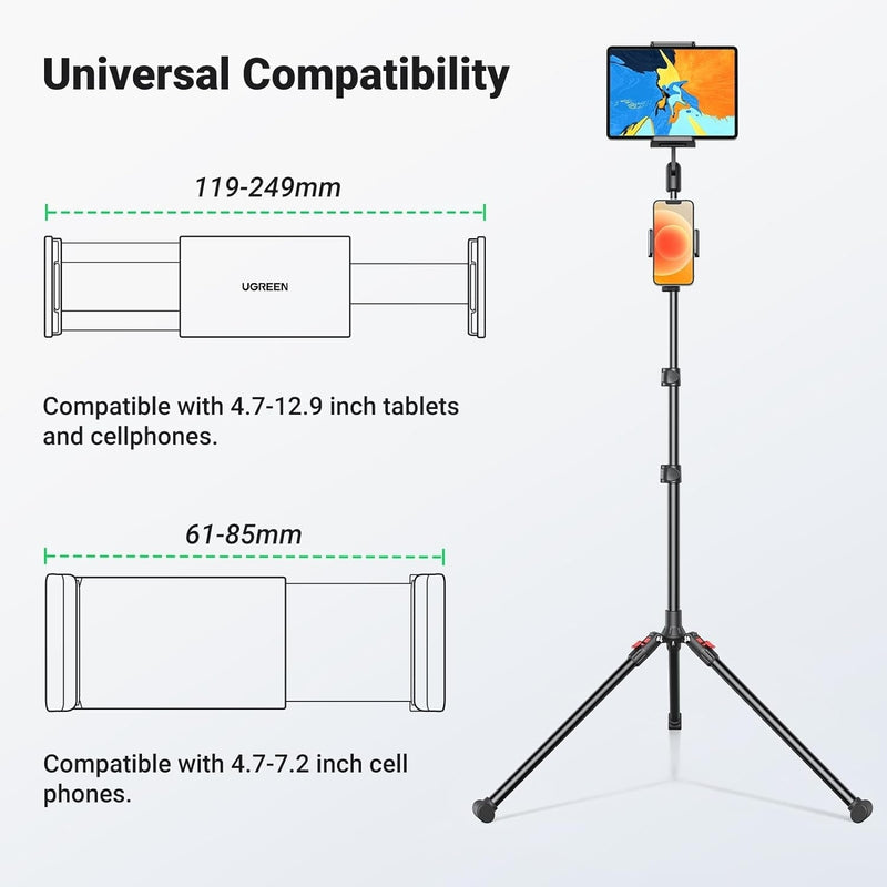 UGREEN 15647 2-in-1 Tablet (Max 12.9 inch) + Phone (Max 7.2 inch) Tripod Stand Payday Deals