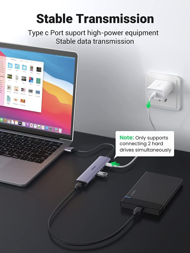 UGREEN 20805 USB 3.0 4-Port Hub with USB-C Power Port Payday Deals