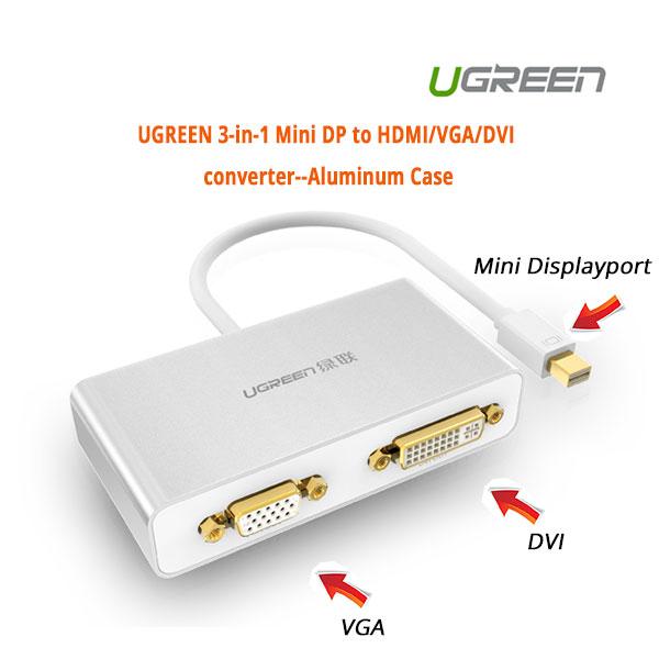 UGREEN 3-in-1 Mini DisplayPort to HDMI&VGA&DVI converter - white (10438) Payday Deals