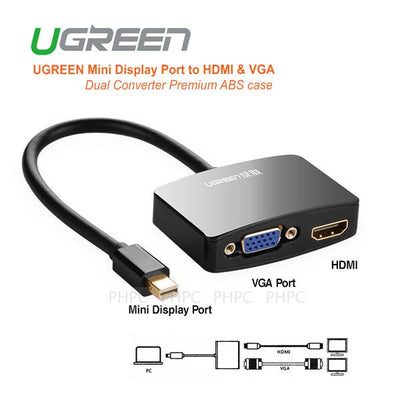 UGreen 4K Mini DisplayPort to HDMI / VGA Adapter - Black (10439)