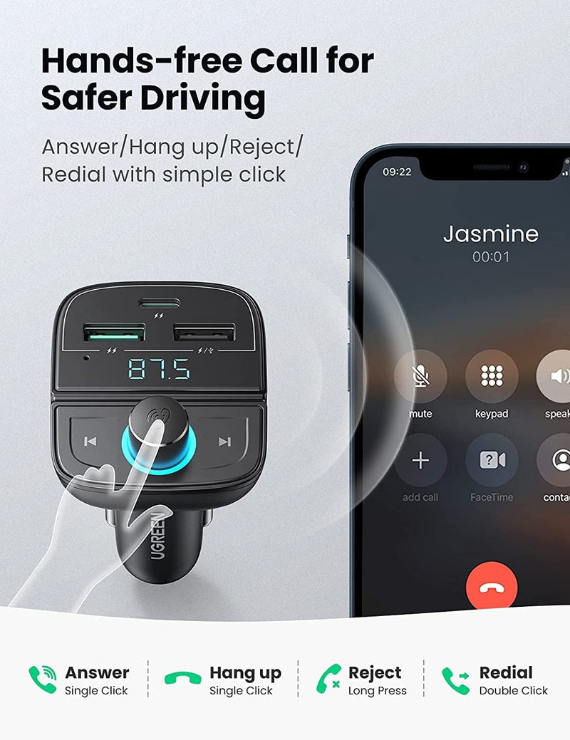 UGREEN 80910 Car Bluetooth 5.0 FM Transmitter Payday Deals