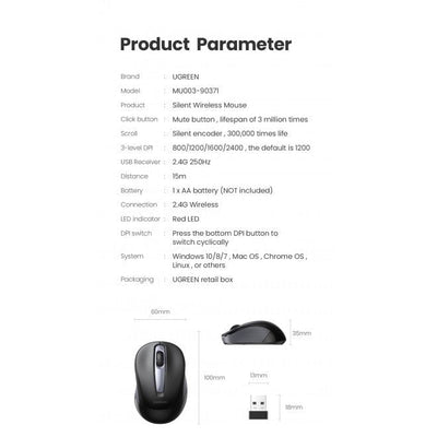 UGREEN 90371 Mini Portable Wireless Mouse Payday Deals
