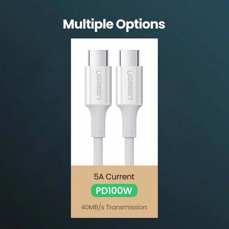 UGREEN Type-C to Type-C M/M 5A Data Cable 2m (White) - 60552 Payday Deals