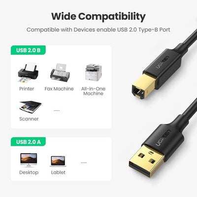 UGREEN USB 2.0 A Male to B Male Printer Cable 3m (Black) 10351 Payday Deals