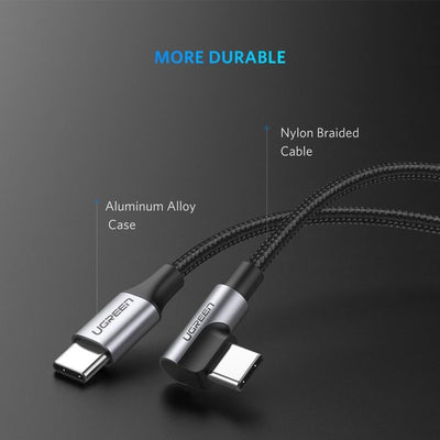 UGREEN USB-C to Angled USB 2.0 C M/M Round Cable Aluminum Shell Nickel Plating 2m (Gray Black) 50125 Payday Deals