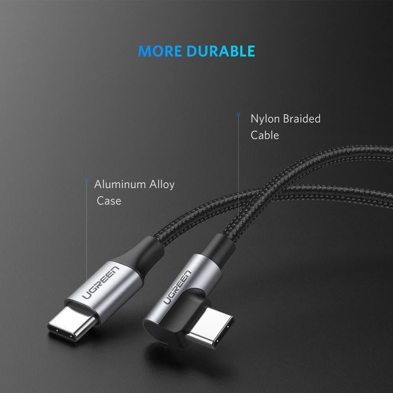 UGREEN USB-C to Angled USB 2.0 C M/M Round Cable Aluminum Shell Nickel Plating 2m (Gray Black) 50125 Payday Deals