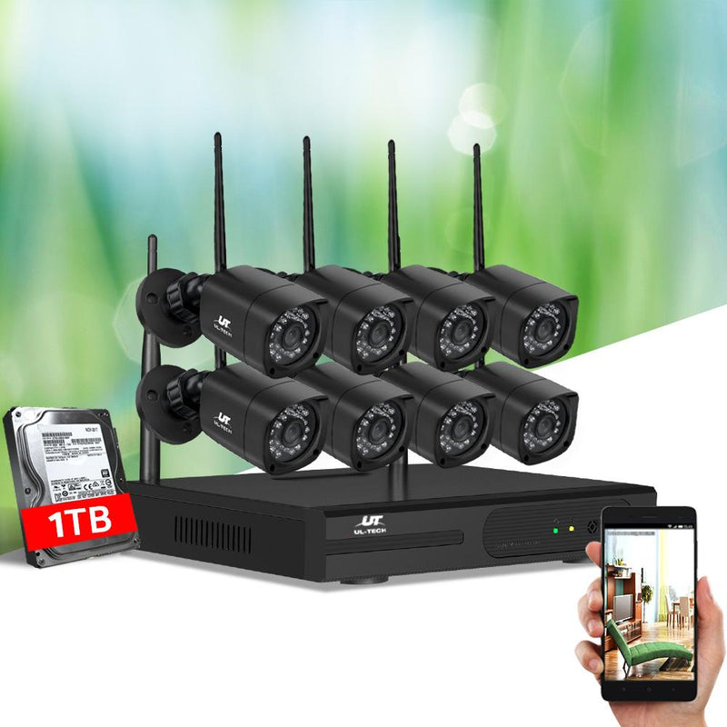 UL-tech CCTV Wireless Security Camera System 8CH Home Outdoor WIFI 8 Square Cameras Kit 1TB Payday Deals