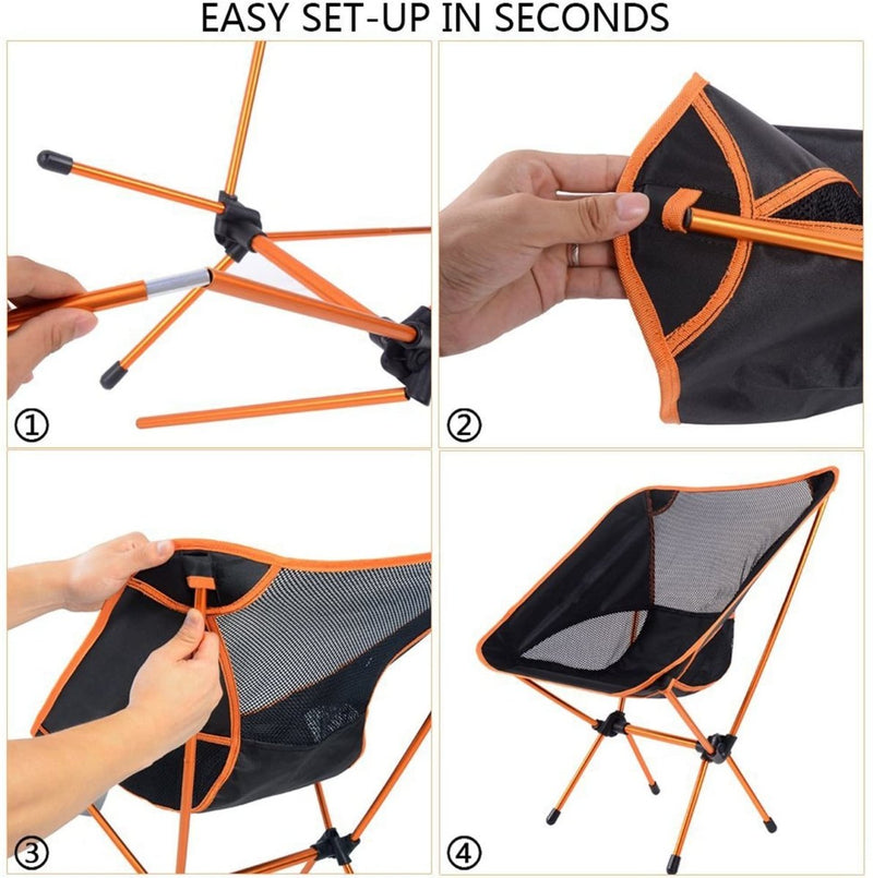 Ultralight Aluminum Alloy Folding Camping Camp Chair Outdoor Hiking Patio Backpacking Orange Payday Deals