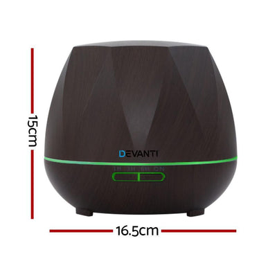 Devanti Ultrasonic Aroma Aromatherapy Diffuser Oil Electric LED Air Humidifier 400ml Dark Wood