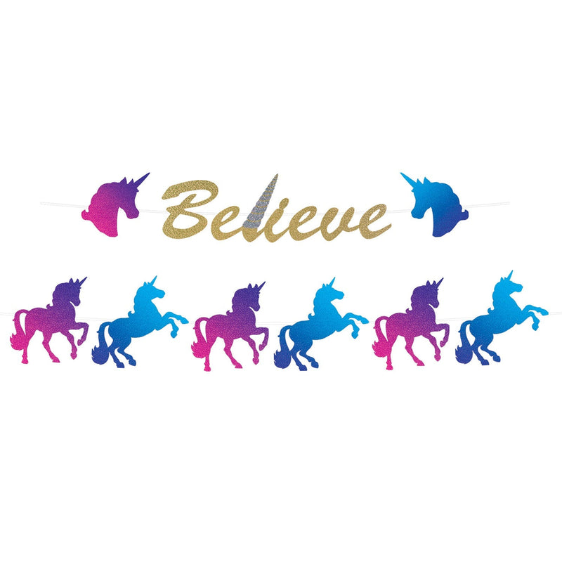 Unicorn Party Supplies  " Believe" Streamer Set Payday Deals