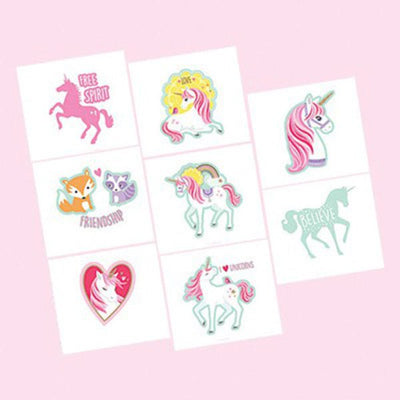 Unicorn Party Supplies - Magical Unicorn Tattoos 1 Sheet