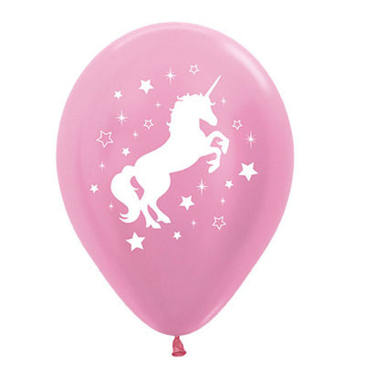 Unicorn Sparkles & Stars Pearl Pink Satin Latex Balloons 25 Pack