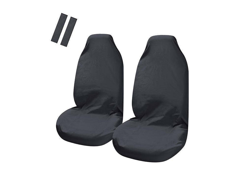 Universal Pulse Throwover Front Seat Covers - Bonus Seat Belt Buddies | Black Payday Deals