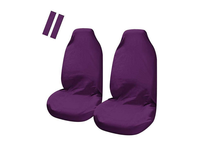 Universal Pulse Throwover Front Seat Covers - Bonus Seat Belt Buddies | Purple Payday Deals