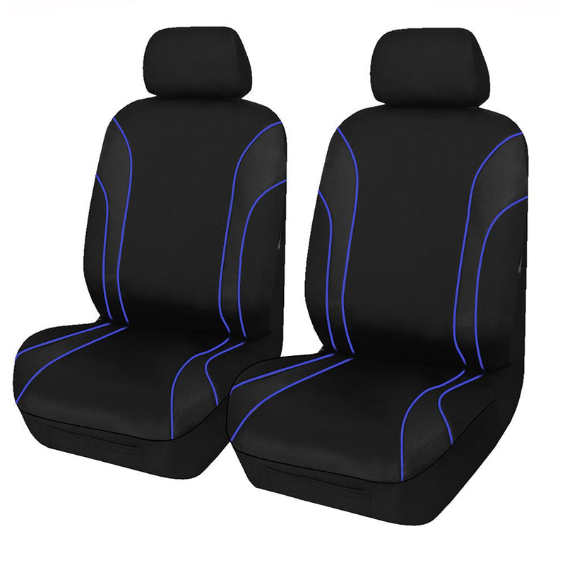 Universal Strident Front Seat Covers Size 30/35 | Blue Piping Payday Deals