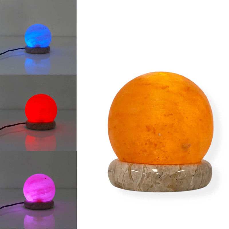 USB Colour Changing Salt Himalayan Lamp - Ball Sphere Shape Pink Rock LED Light Payday Deals