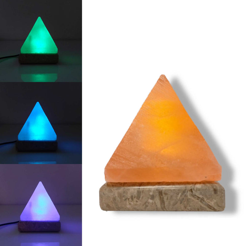 USB Colour Changing Salt Himalayan Lamp - Pyramid Shape Pink Rock LED Light Payday Deals