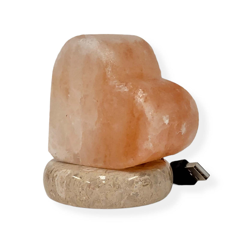 USB Himalayan Salt Lamp - Heart Love Carved Shape Pink Crystal Rock LED Light Payday Deals