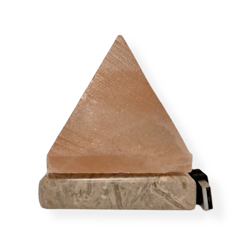 USB Himalayan Salt Lamp - Pyramid Triangle Carved Shape Pink Crystal Rock Light Payday Deals