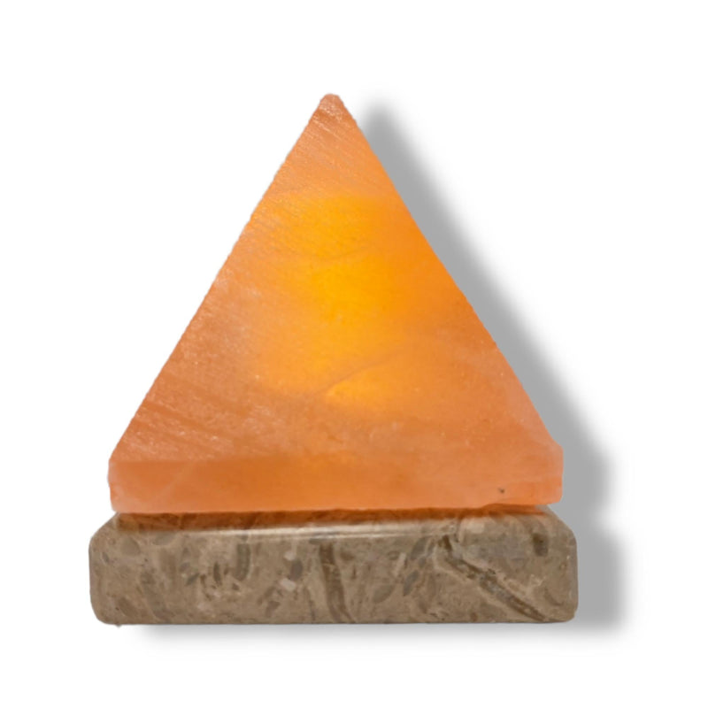 USB Himalayan Salt Lamp - Pyramid Triangle Carved Shape Pink Crystal Rock Light Payday Deals