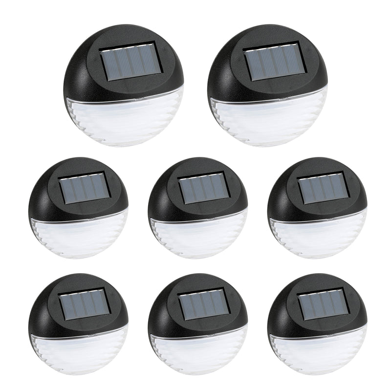 Utmark 8 Pack Round Solar LED Fence Lights Outdoor Lighting Pathway Wall Black Payday Deals