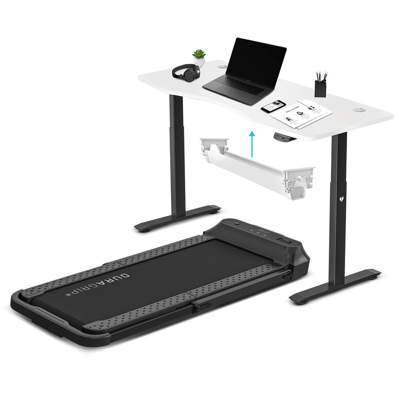 V-Fold Treadmill with ErgoDesk Automatic White Standing Desk 1500mm + Cable Management Tray Payday Deals