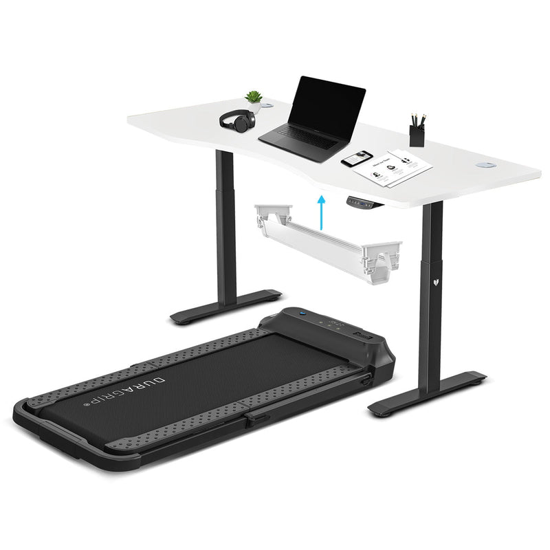 V-Fold Treadmill with ErgoDesk Automatic White Standing Desk 1800mm + Cable Management Tray Payday Deals