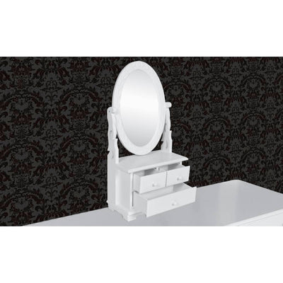 Vanity Makeup Table with Oval Swing Mirror MDF Payday Deals