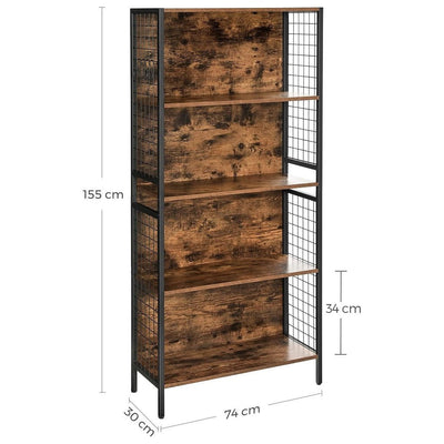 VASAGLE 4 Tiers Bookcase Office Storage Shelf Rustic Brown and Black LBC023B01 Payday Deals