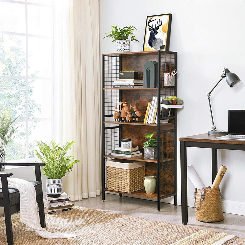 VASAGLE 4 Tiers Bookcase Office Storage Shelf Rustic Brown and Black LBC023B01 Payday Deals