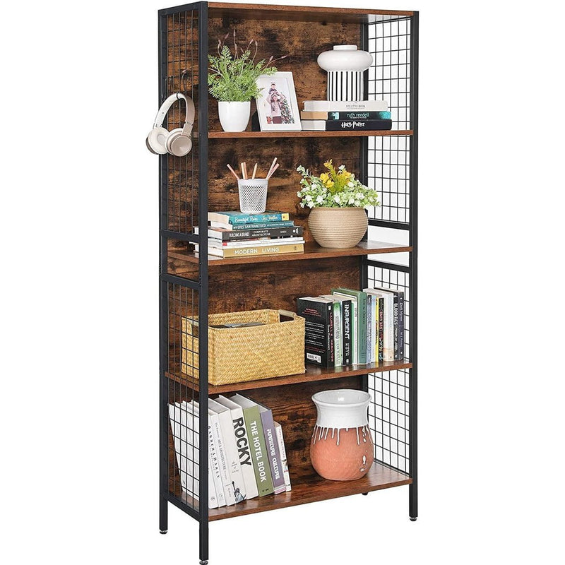 VASAGLE 4 Tiers Bookcase Office Storage Shelf Rustic Brown and Black LBC023B01 Payday Deals