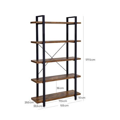 VASAGLE Bookshelf 5-Tier Industrial Stable Bookcase Payday Deals