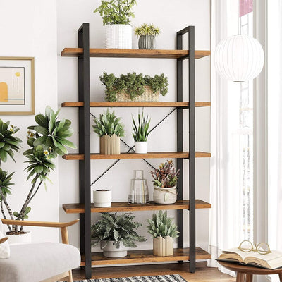 VASAGLE Bookshelf 5-Tier Industrial Stable Bookcase Rustic Brown and Black LLS55BX Payday Deals